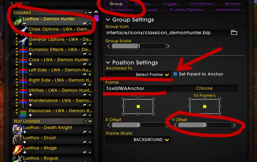 Anchoring the WeakAuras