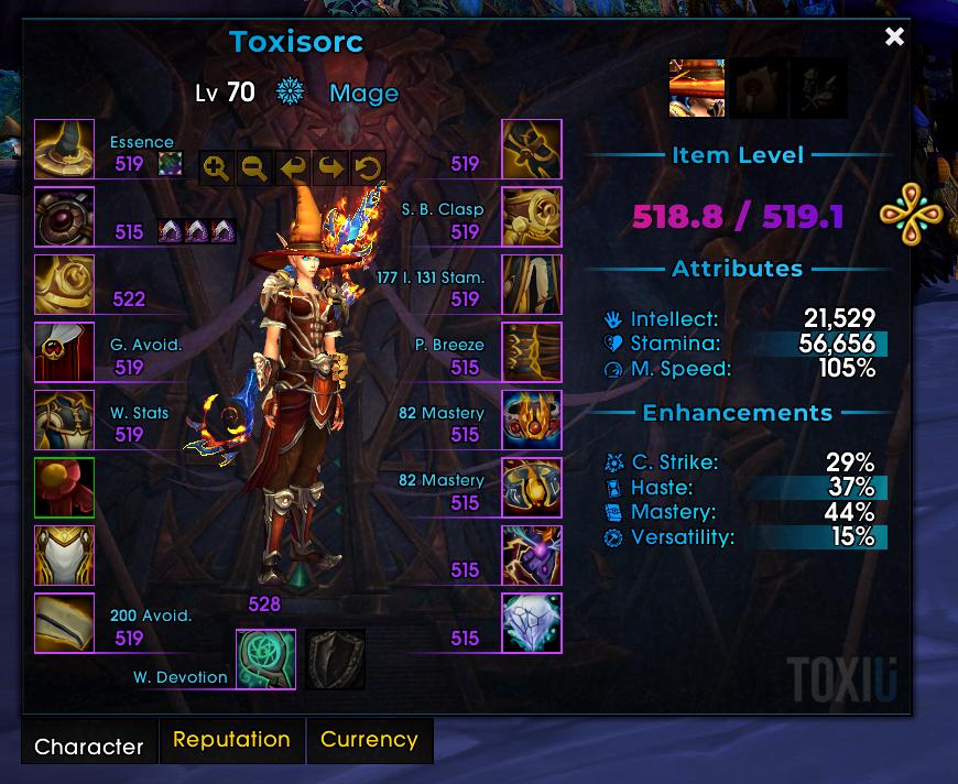 ToxiUI Armory with Attribute icons